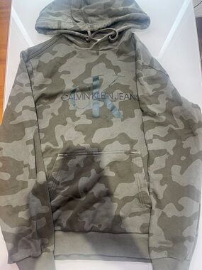 Calvin Klein Jeans Olive Camo Pullover Hoodie